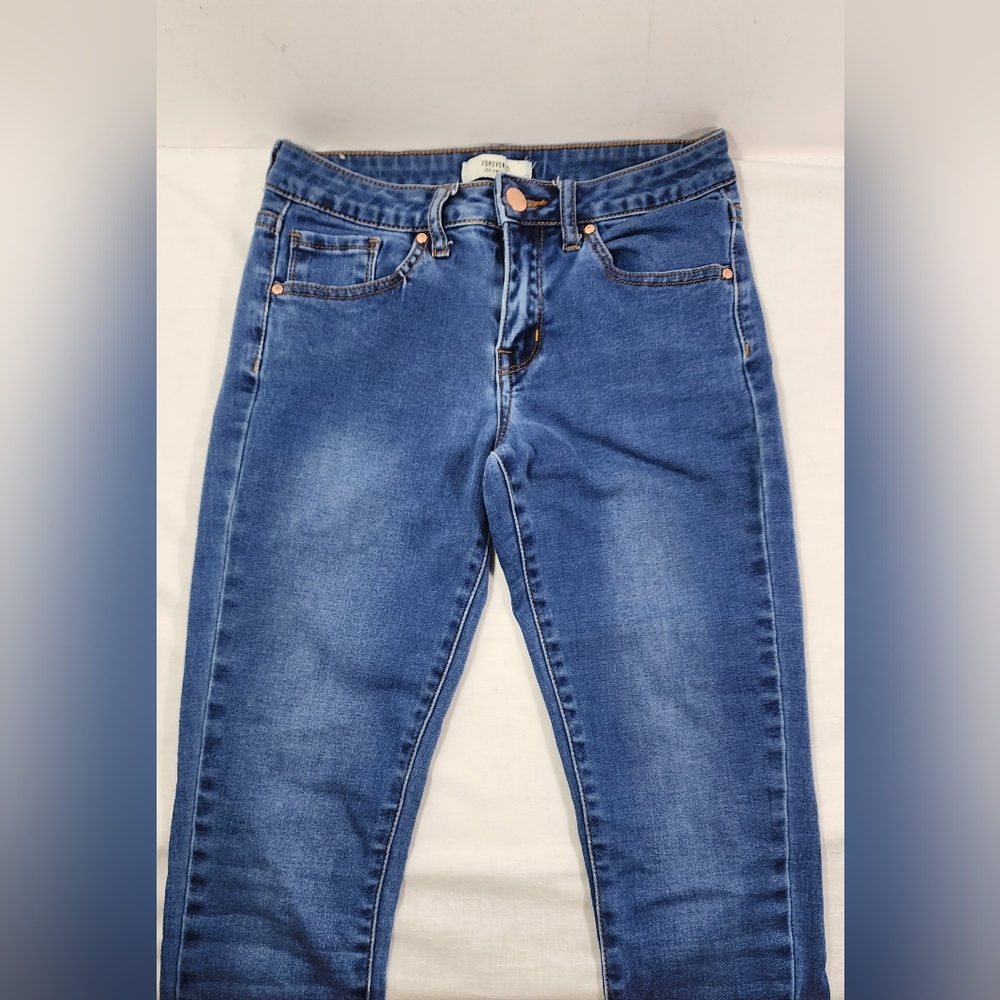 FOREVER 21 WOMEN'S CROP JEGGINGS SIZE 24, BLUE - Picture 2 of 13